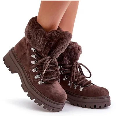 Produktbild von Schnürstiefeletten für Damen mit Fell dunkelbraun Vaminia 37