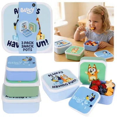 Produktbild von Bluey Bingo Set mit 3 Snackbehältern in verschiedenen Größen, Brotdose / Lunchbox für Kinder