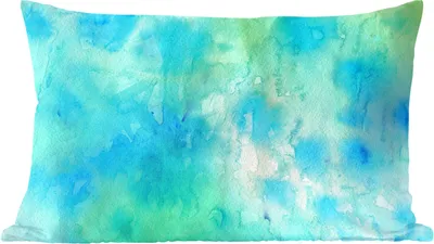 Produktbild von MuchoWow® Zierkissen Sofakissen Wohnzimmer Dekokissen 50x30 cm Aquarell - Grün - Weiß - Blau - Wohnzimmerdekoration - Polster mit Photo