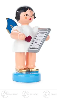 Produktbild von Herzengel mit Krankenakte - Blaue Flügel - stehend (6cm) von Kunstgewerbe Uhlig