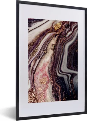 Produktbild von MuchoWow® Gerahmtes Poster Marmor - Rosa - Gold - Glitzer - Marmoroptik 40x60 cm - Poster mit Schwarzem Bilderrahmen Wandposter Rahmen Foto Bilder - Poster in Rahmen