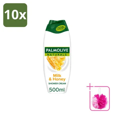 Productafbeelding van 10 x Palmolive Naturals Douchecrème Melk & Honing, 500 ml - Voordeelverpakking - 10 stuks