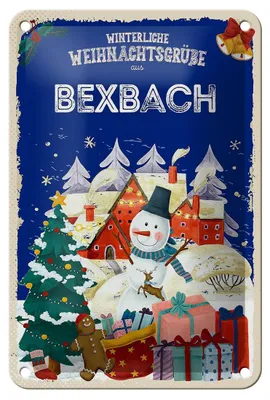 Produktbild von Blechschild Weihnachtsgrüße aus BEXBACH Geschenk Dekoration  12x18cm