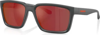 Immagine prodotto di Occhiali da sole da uomo Arnette AN 4346, montatura grigio opaco/lenti rosse arancioni a specchio, misura 57/18/140