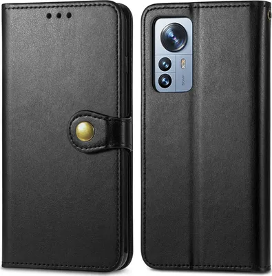 Produktbild von Mobigear Snap Button  Xiaomi 12 Pro Hülle Klapphülle Geldbörse - Schwarz