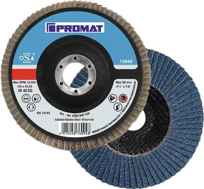 Produktbild von Fcherscheibe Kehlnaht 125 mm Krnung 40 konisch INOX Zirkonkorund