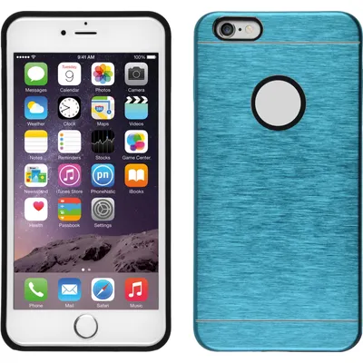 Produktbild von PhoneNatic Case kompatibel mit Apple iPhone 6 Plus / 6s Plus - Hülle blau Metallic Hard-case + 2 Schutzfolien
