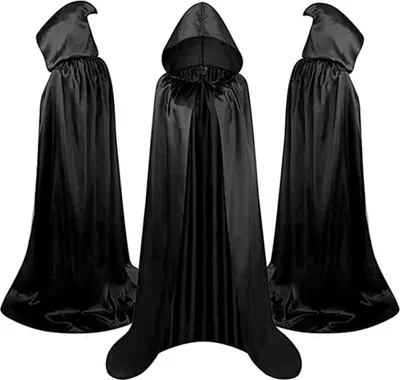 Produktbild von Halloween Kostüm Umhang mit Kapuze Vampir Kostüme für Erwachsene Kinder zum Halloween Fasching(110CM, Schwarz)