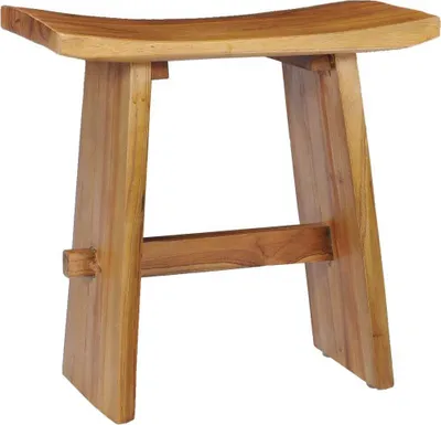 Image de vidaXL Tabouret en teck massif - Tabouret - Tabouret de salle de bain - Tabouret de couloir - Tabouret en bois