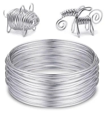 Image de Fil d'aluminium - 2 mm x 20 m - Fil argenté - Fil pour bijoux - Souple - Flexible - Idéal pour la création de bijoux, d'objets décoratifs et de sculptures