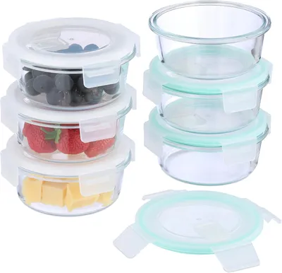 Immagine prodotto di Contenitori ermetici con coperchio - Vetro - Set da 6 - 400 ml - Contenitori per la preparazione dei pasti - Ermetici - Contenitori per alimenti - Trasparenti