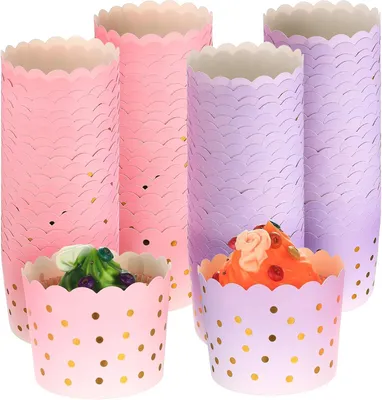 Imagen del producto de Moldes de papel para muffins, color rosa, 100 unidades, moldes mini para cupcakes, ideales para la cocina