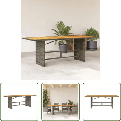 Produktbild von The Living Store Gartentisch mit Akazienholz-Platte Grau 190x80x75cm Poly Rattan