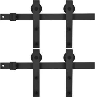 Produktbild von vidaXL Schiebetür-Beschlagsätze 2 Stk. 200 cm Stahl Schwarz