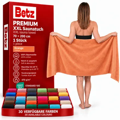 Image de Betz Serviette à Sauna Premium Drap de Bain 100% Coton 70 x 200cm Couleur Orange