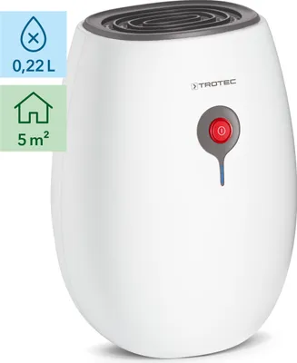 Produktbild von TROTEC Peltier-Luftentfeuchter TTP 2 E Luftentfeuchter Luftreiniger elektrischer Raumentfeuchter kompakter Lufttrockner für Wohnung, Büro, Schränke, Vorratskammern mit 500 ml Wassertank in weiß