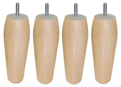 Bettfüße aus Massivholz, 4er-Set, Höhe 15 cm, Naturlack