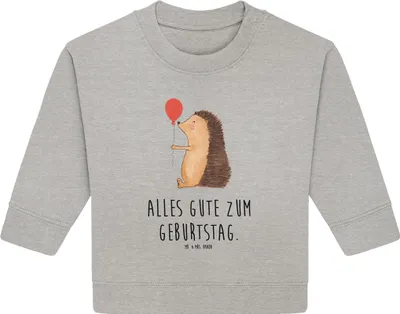 Produktbild von Mr. & Mrs. Panda Organic Baby Pullover Igel Luftballon 6. - 12. Monat - Heather Grey - Geschenk, Glückwunsch, Geburtstag, Ballon, Lustige Sprüche, Herzlichen, Bullover