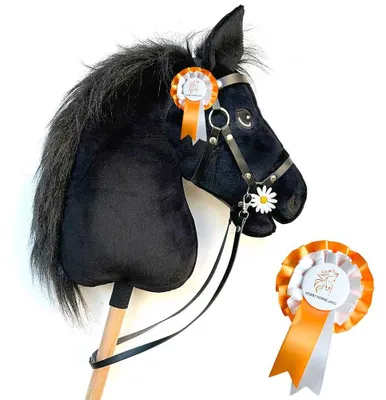 Productafbeelding van Hobby Horse Stormy Noir, volbloed paard met hoofdstel, teugels en bit - Formaat A3