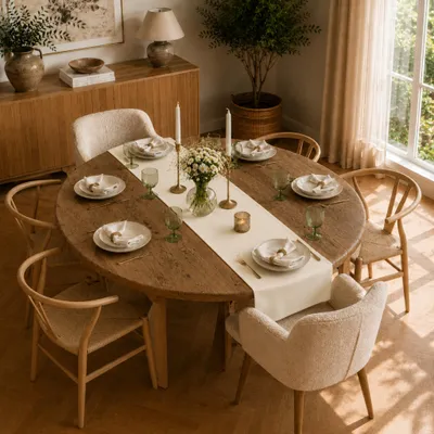 Imagen del producto de Mantel individual de 40 x 150 cm para cocina y mesa de comedor, en color crema