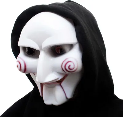 Produktbild von Premium Jigsaw Horror Maske – Gruselige Film Ganzkopfmaske für Halloween, Fasching & Karneval – Uni Saw Kostüm Zubehör in Weiß