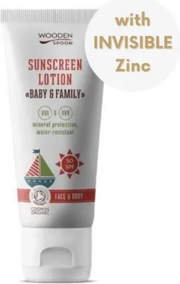 A tube of sunscreen lotion with text overlays.