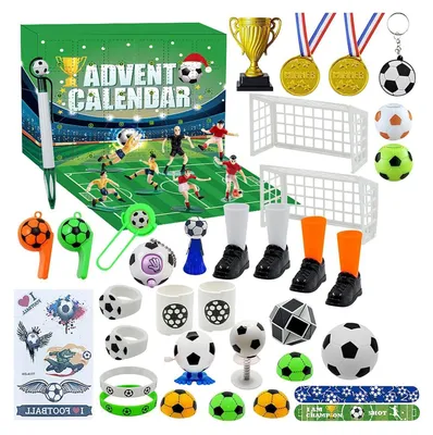 Imagen del producto de Calendario de Adviento Set para Adolescentes con 24 Días Accesorios de Fútbol para Construir Verde Emocionante 33x25cm