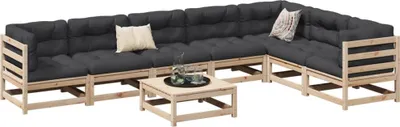 Produktbild von Design 8-tlg. Garten-Sofagarnitur mit Kissen Massivholz Kiefer, Gartenmöbel-Sets 2024 Neu