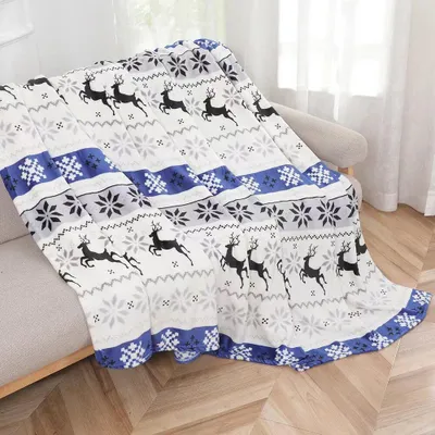 Produktbild von Kuscheldecke Weihnachtsdecke Weihnachtsmotiv 220x200 cm Christmas Winterdecke flauschig warme Tagesdecke Wohnzimmer Deko Sofadecke Bettdecke