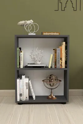Produktbild von adambaba Bücherregal mit 2 Ablagen Spanplatte Anthrazit 55,3 x 20 x 72,2 cm