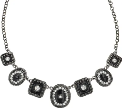 Produktbild von Steuer Modeschmuck Collierkette Metall 53 schwarz Glasstein 445050004