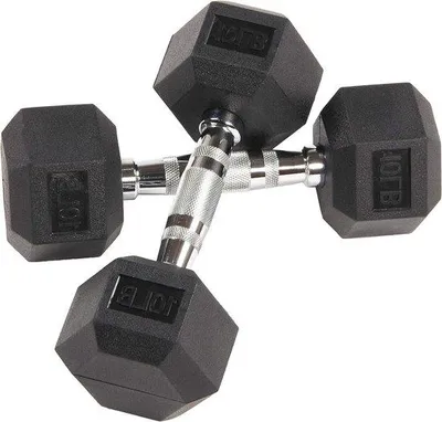 Image de Supports hexagonaux recouverts de caoutchouc, noirs, pour la musculation