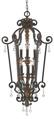 Zdjęcie produktu dla Żyrandol Marquette postarzany brązowo-złoty 6xE14x60W kryształ wym:358,2x52,1x52,1cm IP20 Quoizel