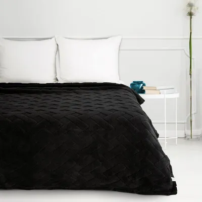 Zdjęcie produktu dla Design 91 Narzuta na łóżko 170x210 Caro czarna mikrofibra D91