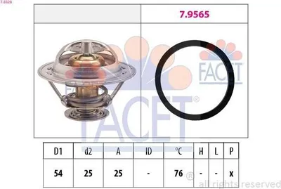 Produktbild von FACET Thermostat Kühlmittel 76°C für RENAULT MASTER II Kasten (FD) MASTER II Pritsche/Fahrgestell (ED/HD/UD) MASTER II Bus (JD) TRAFIC Bus (TXW)
