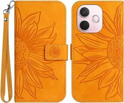 Produktbild von OPPO A5 Pro 5G Hülle - Coverup Sonnenblume Klapphülle mit Schlüsselband - Orange