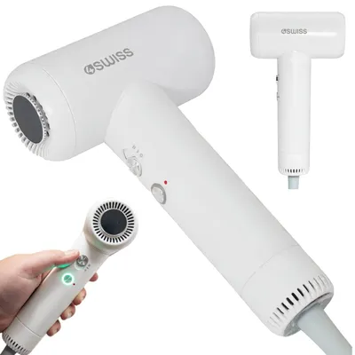 Obrázek produktu pro Fén s ionizační technologií, 6 režimů, bílá barva, 1200 W, vhodný i na cesty