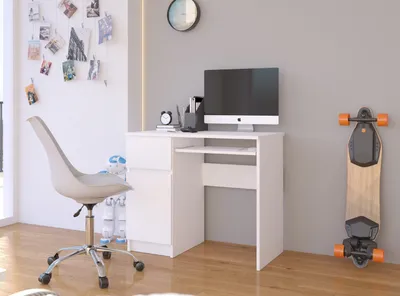 Produktbild von Akord Schreibtisch Piksel Links 1 Schublade 1 Schrank Sonoma Eiche/Weiß 90X50X77 Cm
