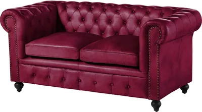Produktbild von MASSIVMOEBEL24.DE Sofa 2-Sitzer Echtleder 158x82x75 rot CHESTERFIELD #402