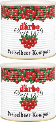 Produktbild von Food-United PREISELBEEREN-KOMPOTT fein-herb 2x 2,8kg Dose von DARBO