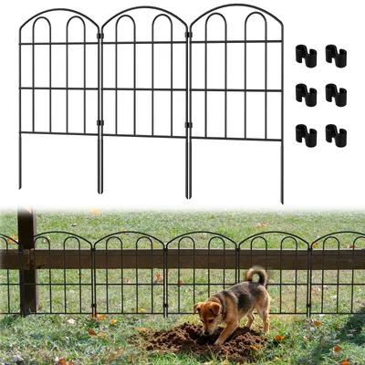 Metall-Tuinhek 10 Paneele 61 cm hoch 3,3 m lang schwarz klappbar