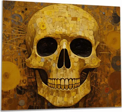 Produktbild von Wallario Herdabdeckplatte aus Glas, Größe 60 x 52 cm 1-teilig, Motiv Schädel-Mosaik
