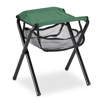 Immagine prodotto di Sgabello pieghevole Relaxdays, con borsa, portata massima 120 kg, pieghevole, leggero, sgabello da campeggio (A x L x P): 39 x 29 x 35 cm, verde