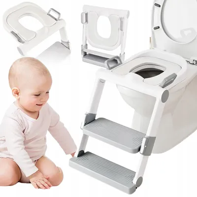 Produktbild von Primabobo LORA Kinder-Toilettensitz mit Treppe, klappbar 38–45 cm, Grau