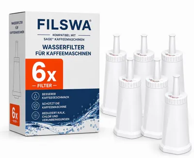 Produktbild von Wasserfilter Ersatz für Sage Kaffeevollautomat, 6 Stück Ersatz für Sage Barista Express Pro Wasserfilter, Water Filter für SES810/SES880/SES920/SES980