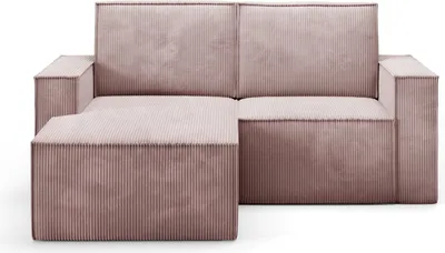 Produktbild von BETTSO klassisch Kord gepolstertes Ecksofa für Wohnzimmer ORTO Rosa Links