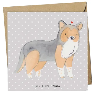Produktbild von Mr. & Mrs. Panda Glückwunschkarte Shetland Sheepdog Lebensretter - Grau Pastell - Geschenk, Grußkarte, anlasskarte, Sheltie, Klappkarte, faltkarte, Welpe, doppelkarte