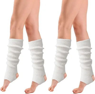 Produktbild von Set aus 2 Paar gestrickten Beinstulpen für Damen und Mädchen, geeignet für Ballett, Tanz, Yoga und den Alltag.