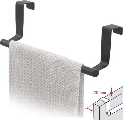 Immagine prodotto di Tatkraft HORIZON portasalviette per anta di armadio, 23 cm, nero opaco, acciaio inox