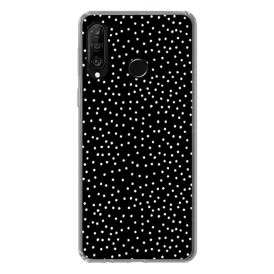 Produktbild von MuchoWow® Handyhülle Schutzhülle Hülle für Huawei P30 Lite Polka dots - Schwarz - Weiß Silikon Softcase Handy Hülle - Handyhülle